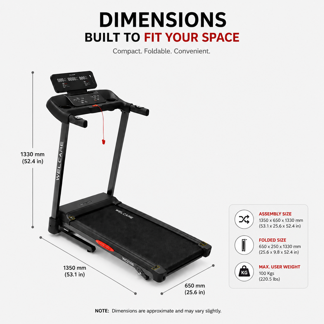 Welcare WC2188 Home Use Treadmill with Multi-Function Display & Smooth Performance