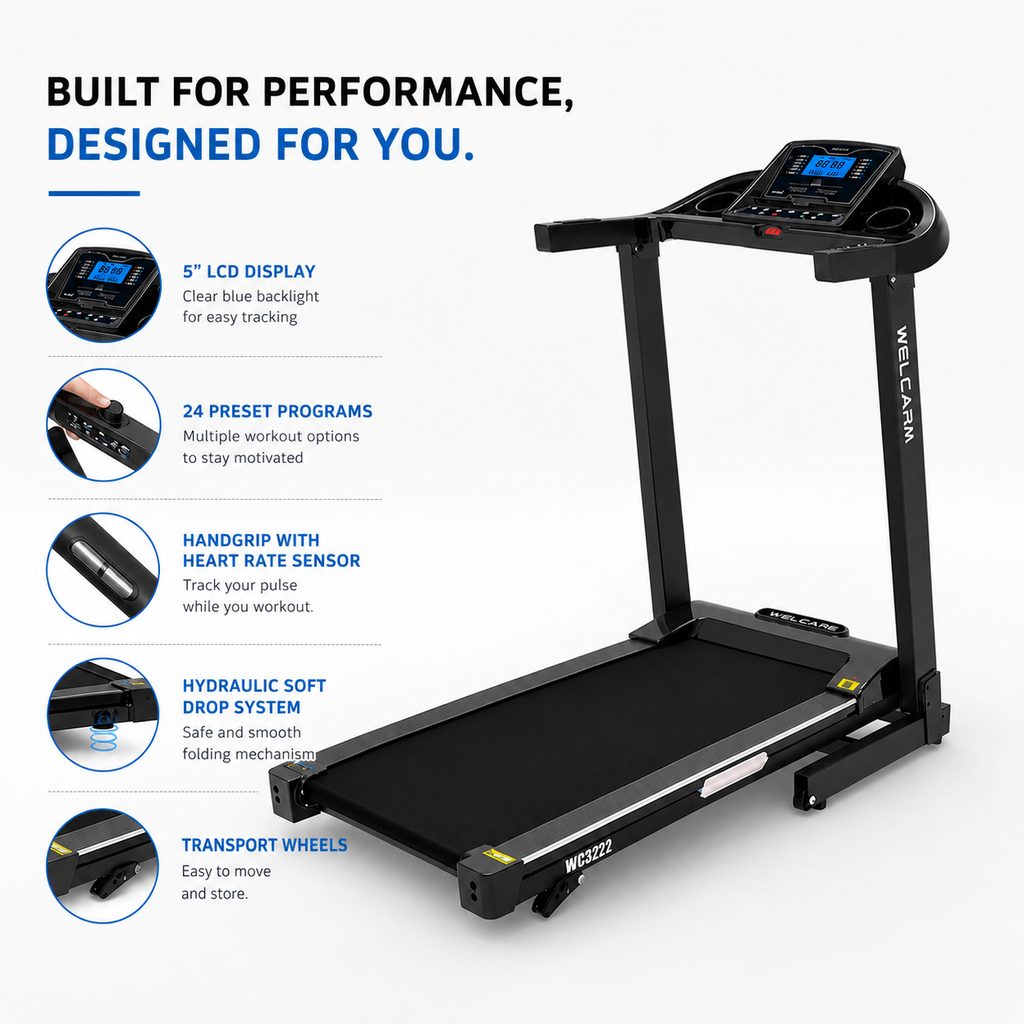 Welcare WC3222 Motorized Treadmill – 4.0 HP Peak Home Fitness Machine