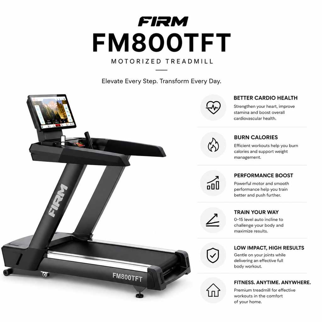 FIRM FM800TFT Motorized Treadmill with Smart TFT Display & Commercial Performance