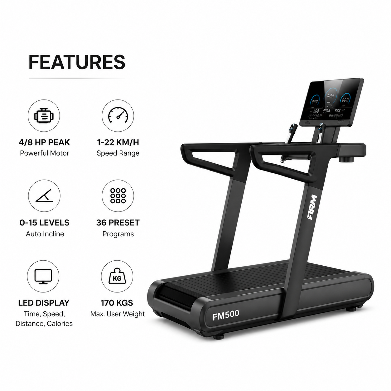 FIRM FM500 3 In 1 Motorized Treadmill with Sled Training & Manual Running Mode