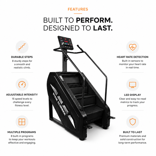 LT02 Stair Climber Machine with 8-Step Training System & Intelligent LED Display