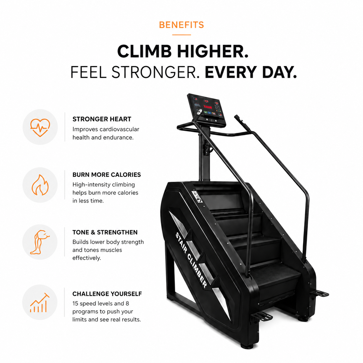 LT02 Stair Climber Machine with 8-Step Training System & Intelligent LED Display