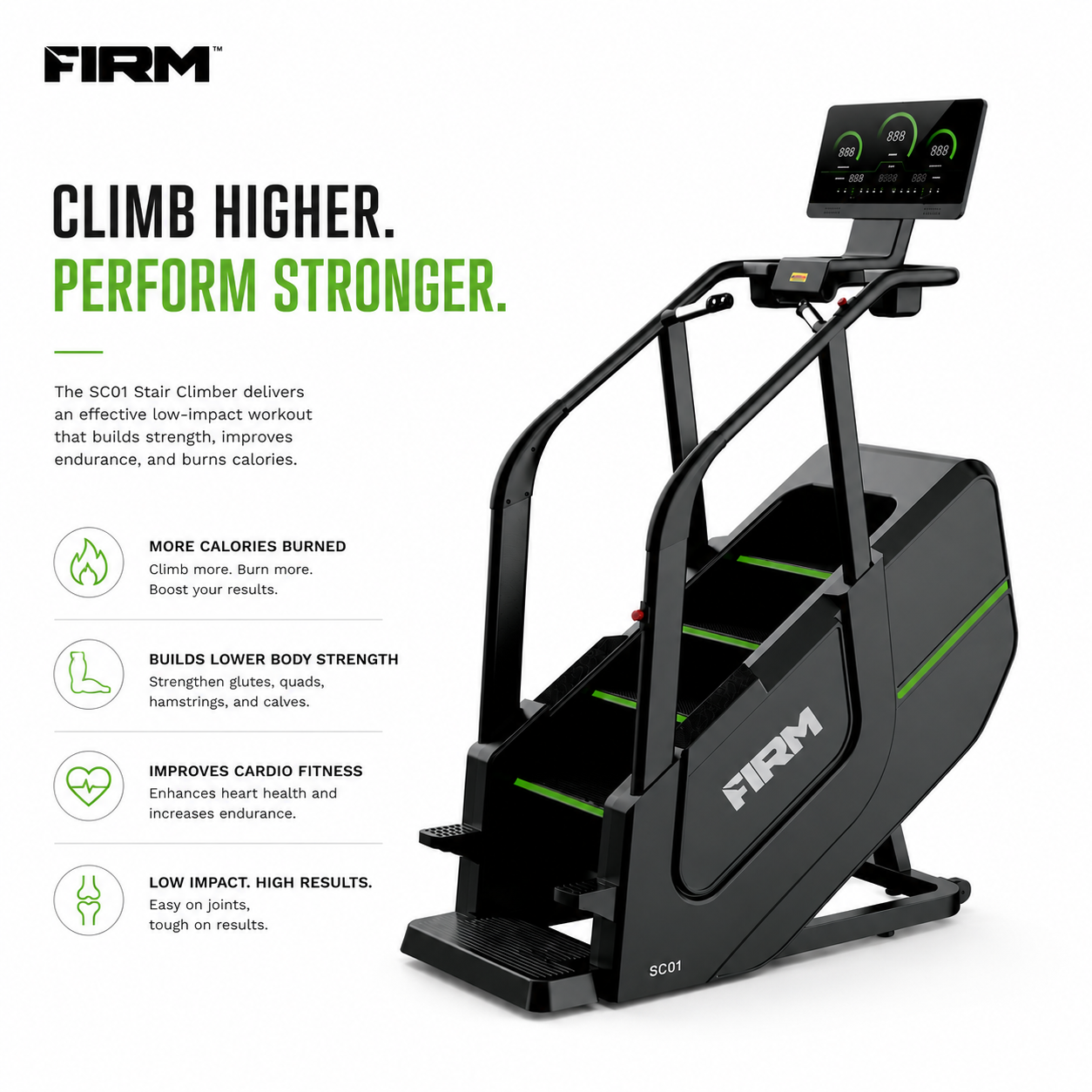 FIRM SC01 Commercial Stair Climber Machine with LED Display & 36 Workout Programs
