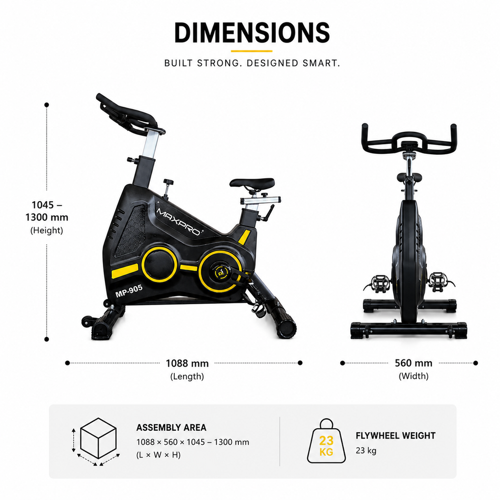 MP905 Commercial Spin Bike with 23 Kg Flywheel & Belt Drive System