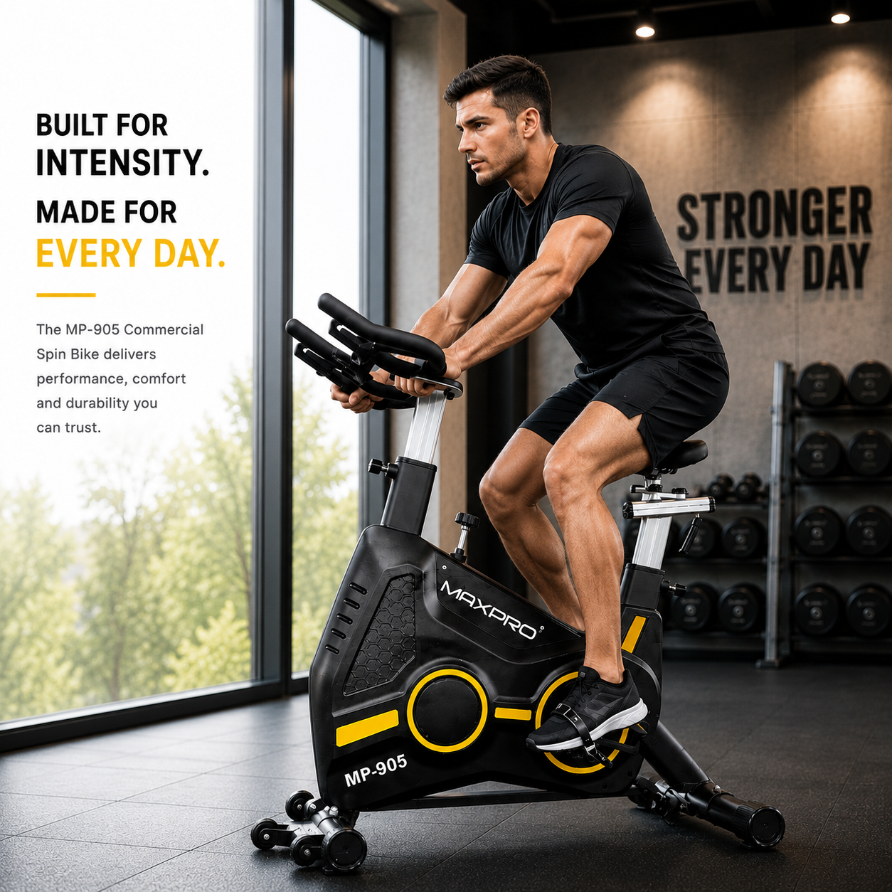 MP905 Commercial Spin Bike with 23 Kg Flywheel & Belt Drive System