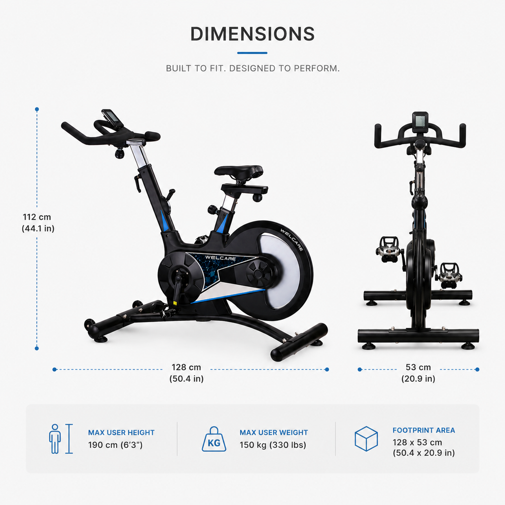 WC700 Semi Commercial Spin Bike with 18 Kg Flywheel & Belt Drive System