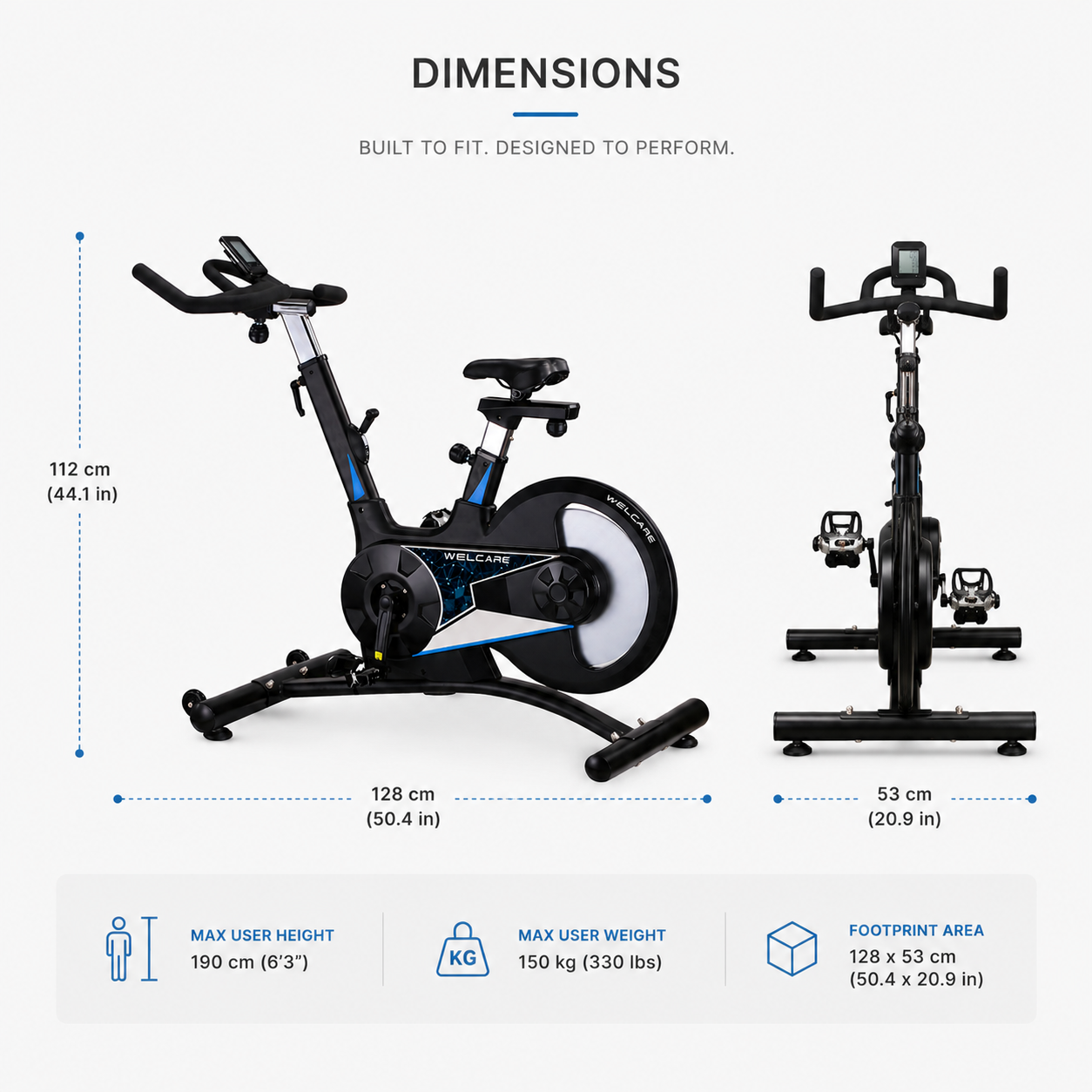 WC700 Semi Commercial Spin Bike with 18 Kg Flywheel & Belt Drive System