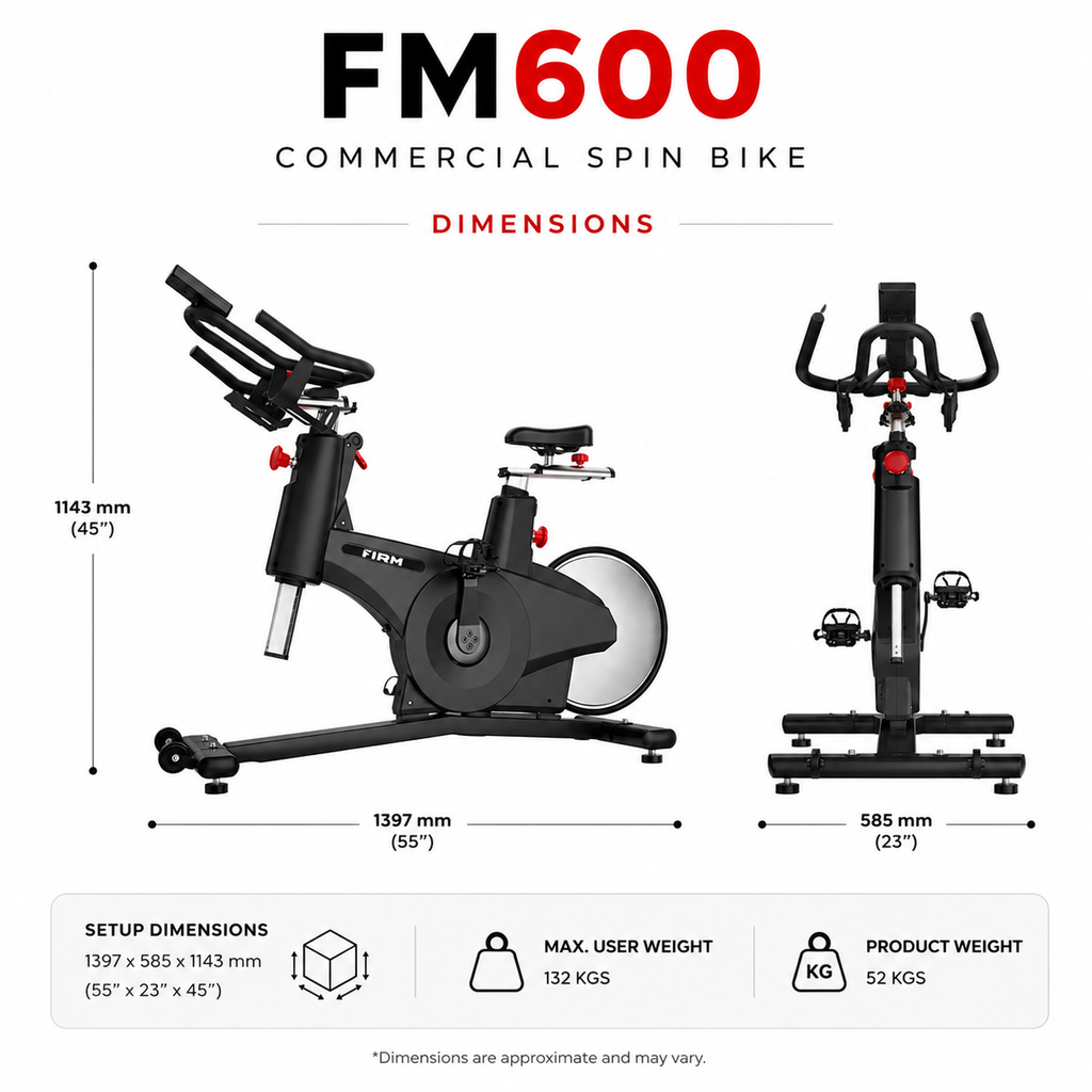 FIRM FM600 Commercial Spin Bike with Magnetic Resistance & Belt Drive System