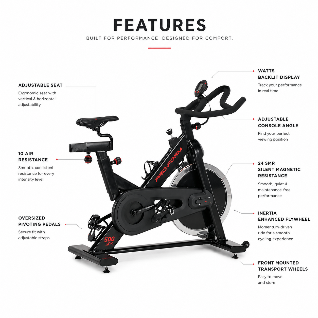 PROFORM 500 SPX Spin Bike with Silent Magnetic Resistance & iFit Compatibility