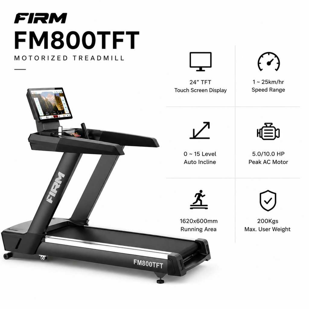 FIRM FM800TFT Motorized Treadmill with Smart TFT Display & Commercial Performance