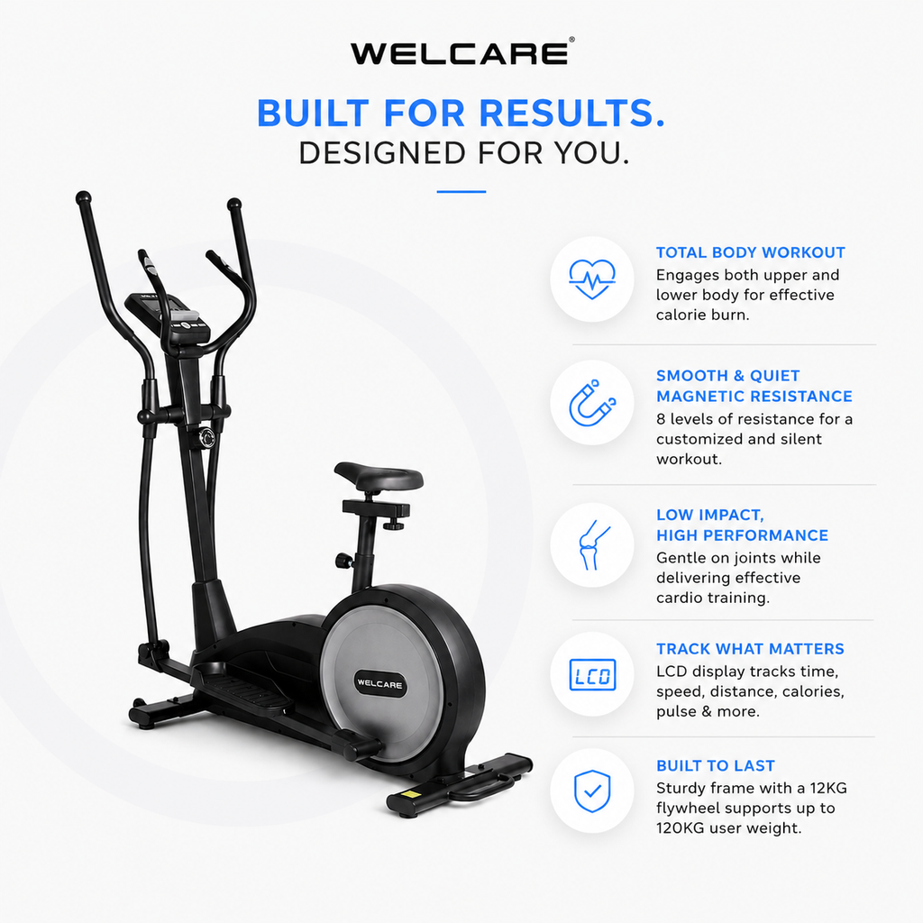 WC6666 Magnetic Cross Trainer with 12 Kg Flywheel & LCD Display