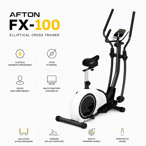Afton FX-100 Cardio Fitness Elliptical Cross Trainer with 10 Kg Flywheel & Magnetic Resistance