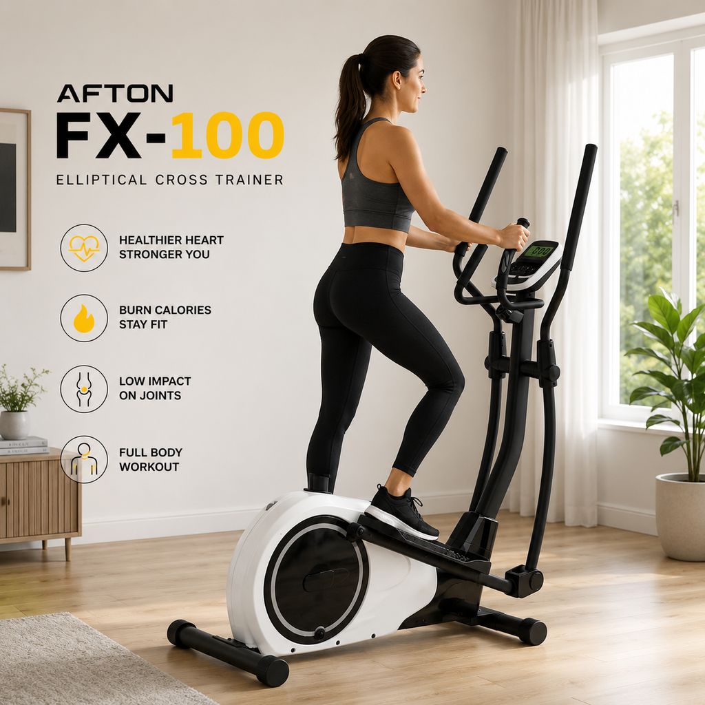 Afton FX-100 Cardio Fitness Elliptical Cross Trainer with 10 Kg Flywheel & Magnetic Resistance