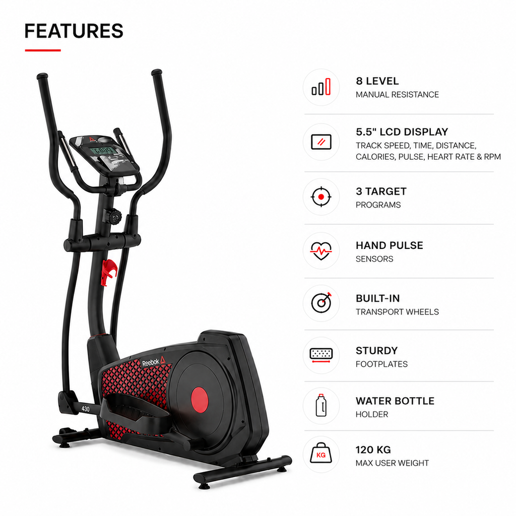 REEBOK ZJET430 Elliptical Cross Trainer with 5.5” LCD Display & Rear Drive System