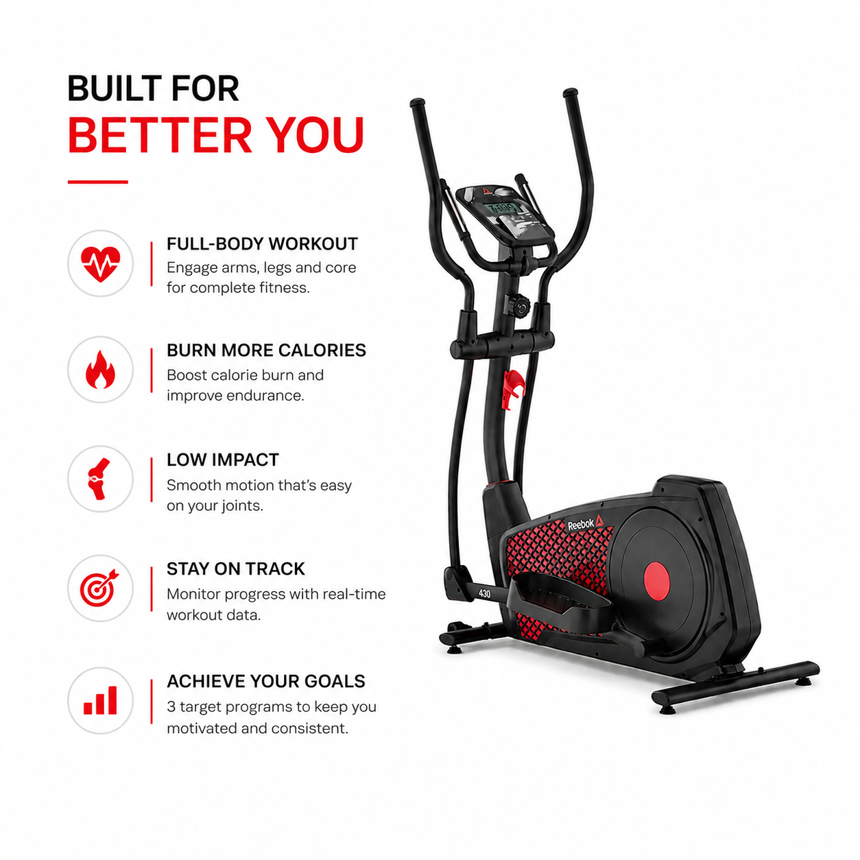 REEBOK ZJET430 Elliptical Cross Trainer with 5.5” LCD Display & Rear Drive System