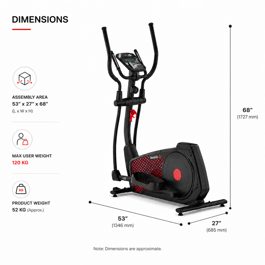 REEBOK ZJET430 Elliptical Cross Trainer with 5.5” LCD Display & Rear Drive System