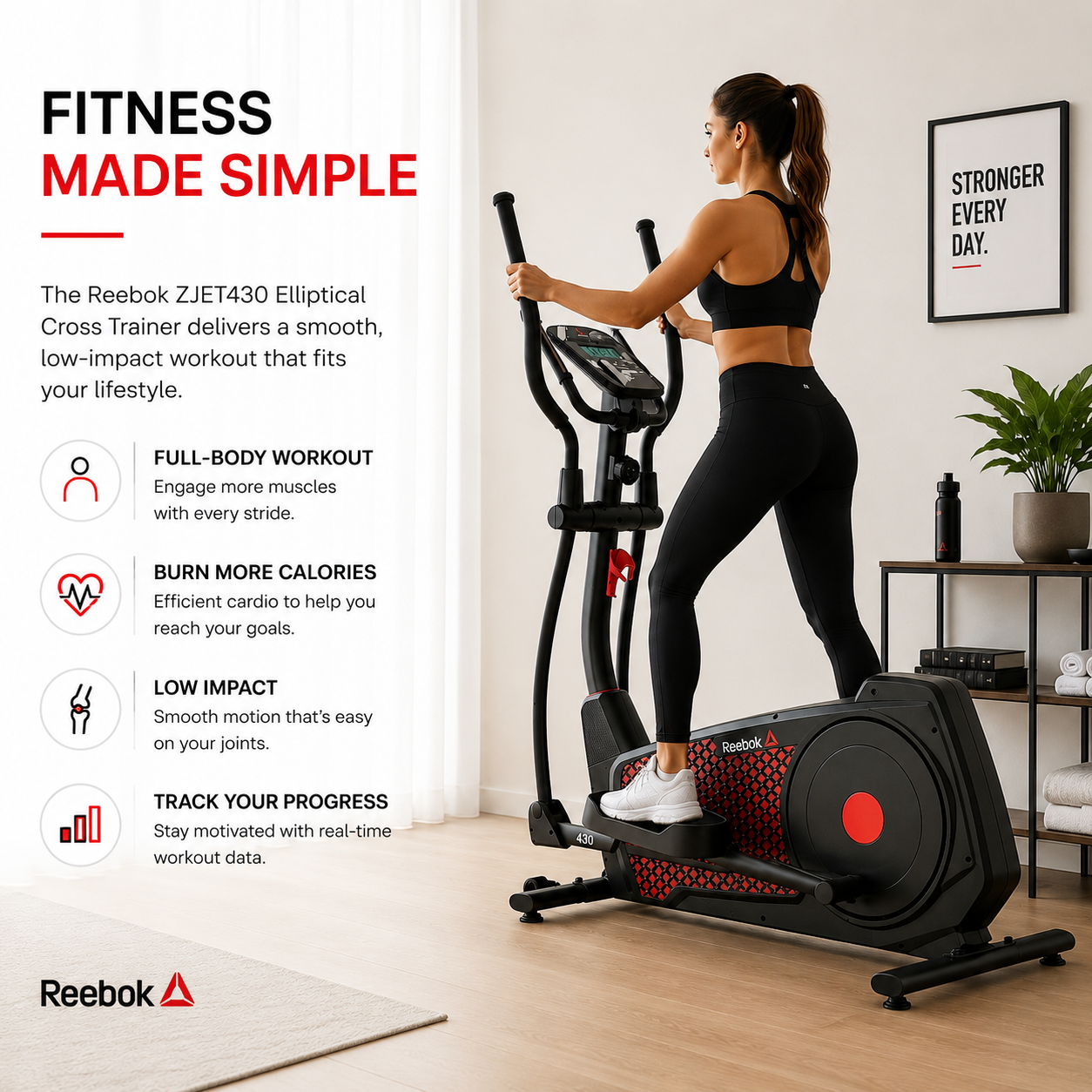 REEBOK ZJET430 Elliptical Cross Trainer with 5.5” LCD Display & Rear Drive System
