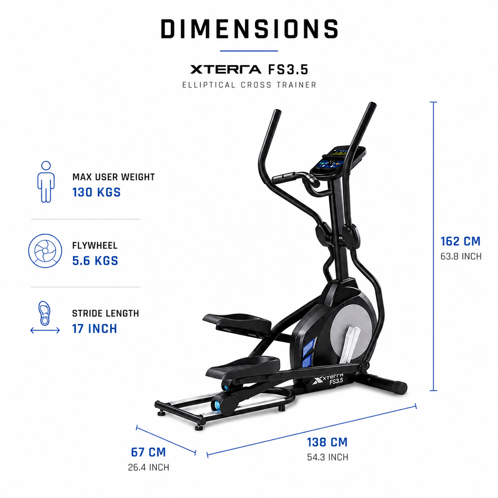 Xterra FS3.5 Steel Elliptical Cross Trainer with 24-Level Magnetic Resistance & LCD Display