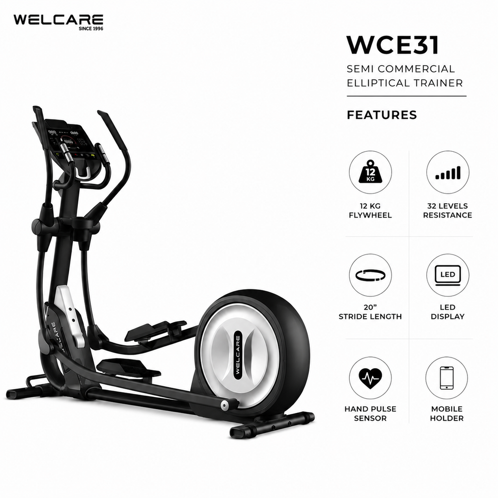 WELCARE WCE31 Semi Commercial Elliptical Trainer with 32 Resistance Levels & LED Display