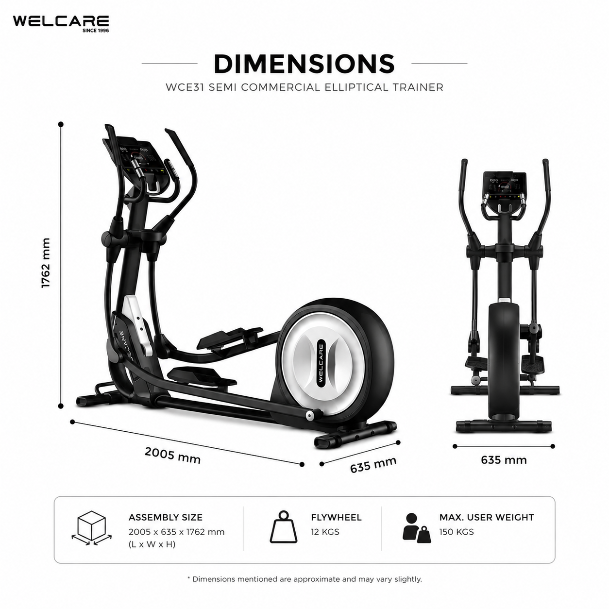 WELCARE WCE31 Semi Commercial Elliptical Trainer with 32 Resistance Levels & LED Display