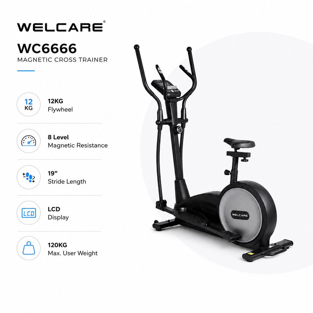 WC6666 Magnetic Cross Trainer with 12 Kg Flywheel & LCD Display