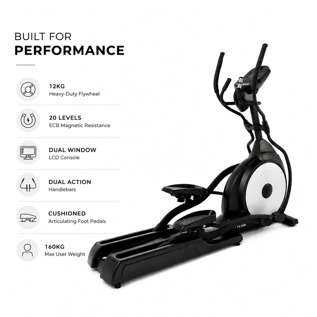 Afton FX500 Elliptical Cross Trainer with 20-Level ECB Resistance & LCD Console