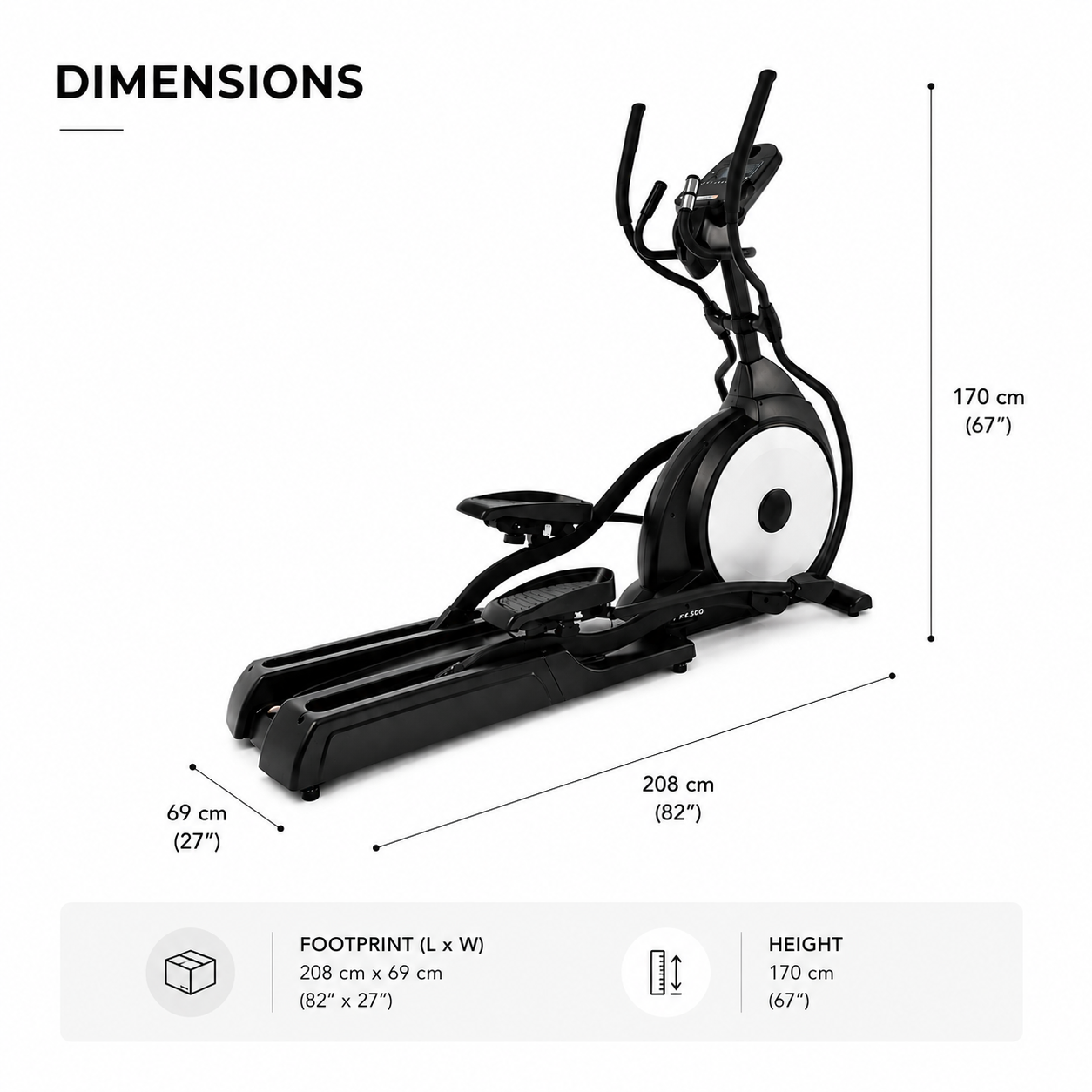 Afton FX500 Elliptical Cross Trainer with 20-Level ECB Resistance & LCD Console