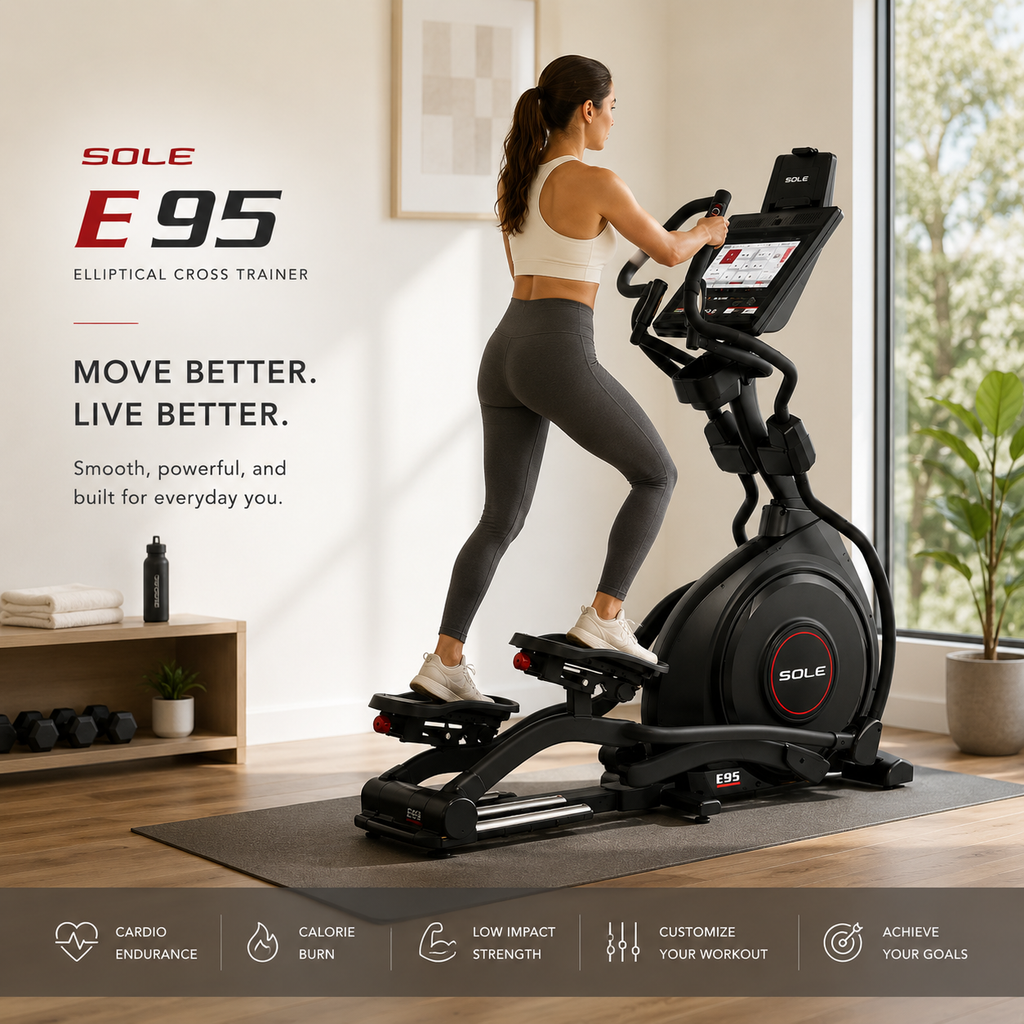 Sole E95 Elliptical Cross Trainer with 13.3” Touchscreen, WiFi & Power Incline