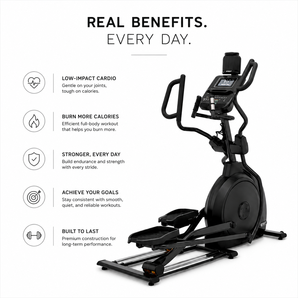 Spirit XE795 Self-Powered Elliptical Cross Trainer with 40 Resistance Levels & Bluetooth Connectivity