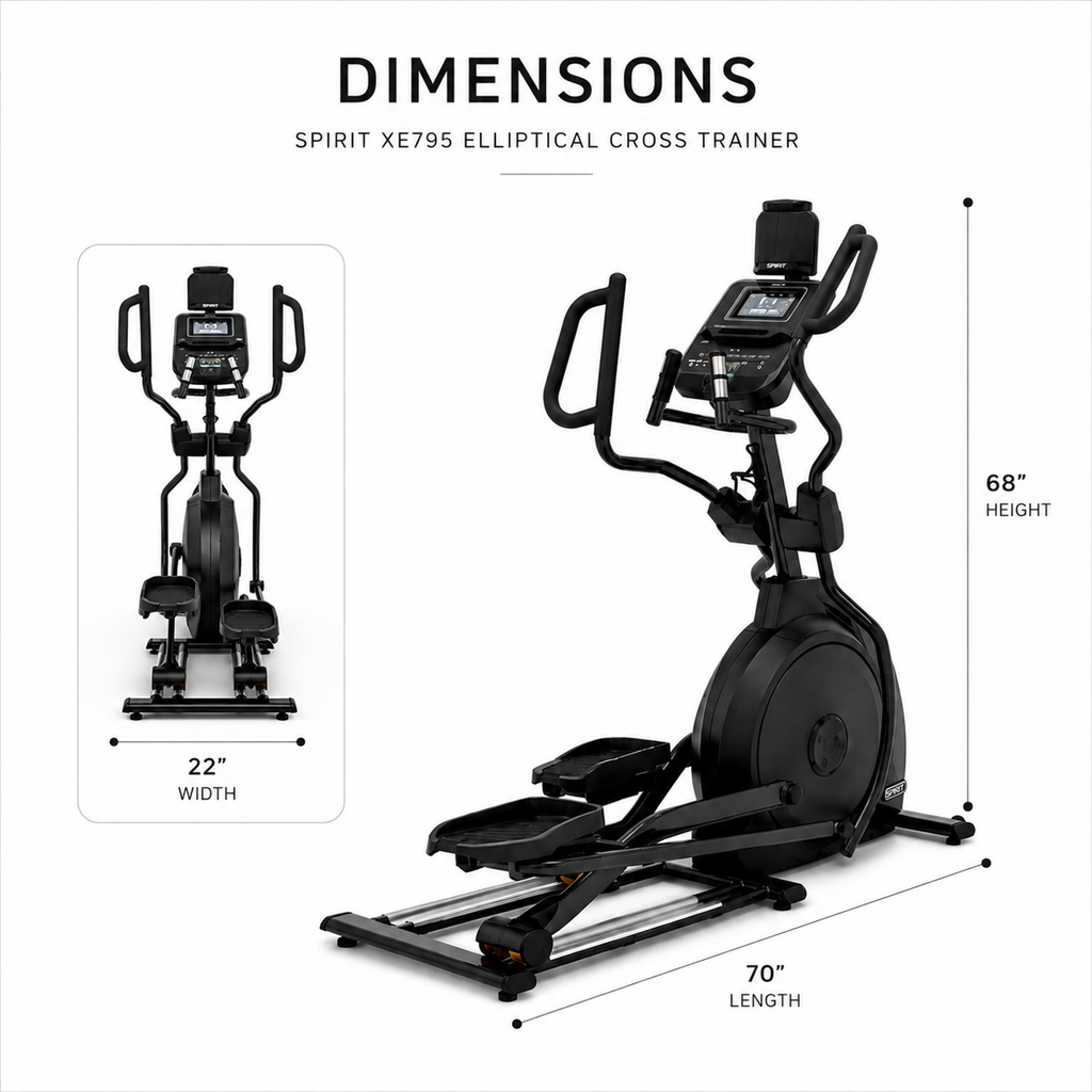 Spirit XE795 Self-Powered Elliptical Cross Trainer with 40 Resistance Levels & Bluetooth Connectivity