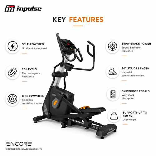 Impulse ECE5B Self-Powered Elliptical Cross Trainer with 20-Level Magnetic Resistance