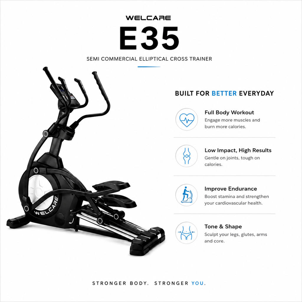 WELCARE E35 Semi Commercial Elliptical Cross Trainer with EMS Resistance & LCD Display
