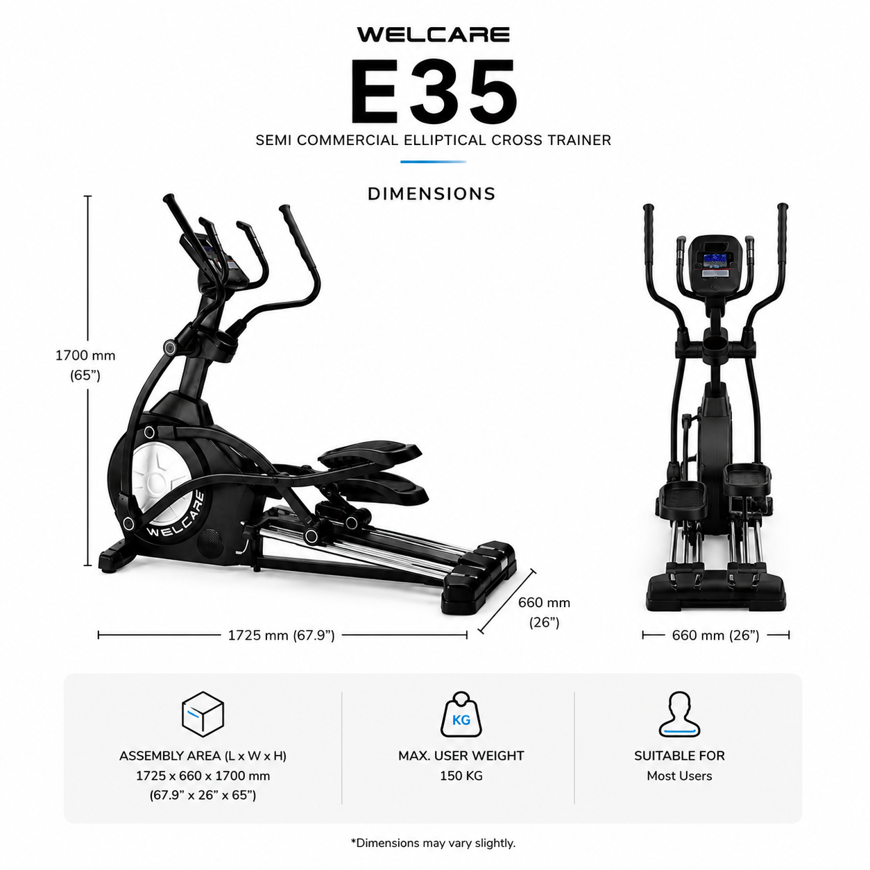 WELCARE E35 Semi Commercial Elliptical Cross Trainer with EMS Resistance & LCD Display