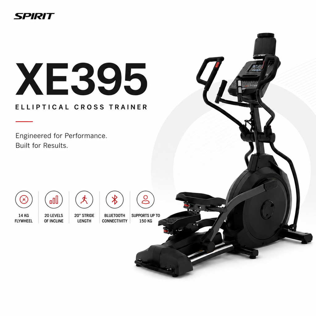 Spirit XE395 Elliptical Cross Trainer with Power Incline, Bluetooth & 20-Level ECB Resistance