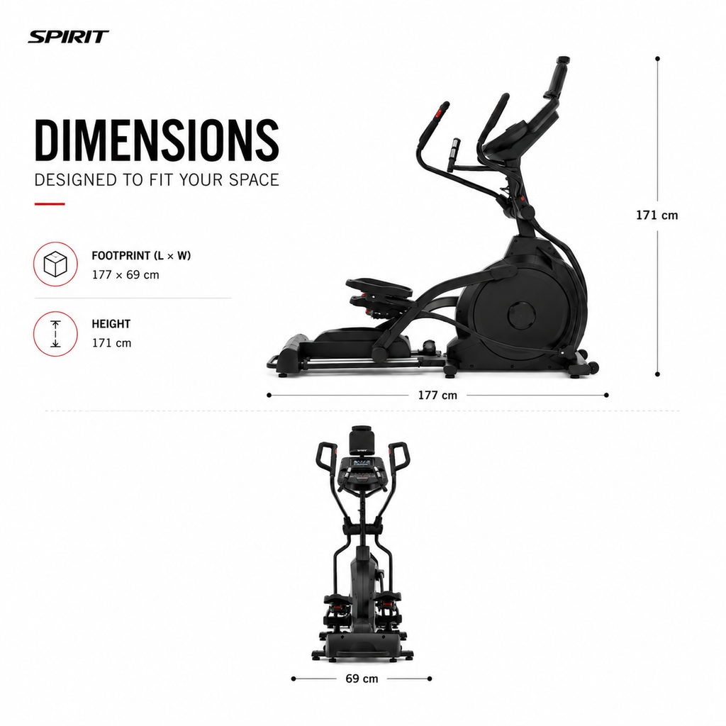 Spirit XE395 Elliptical Cross Trainer with Power Incline, Bluetooth & 20-Level ECB Resistance