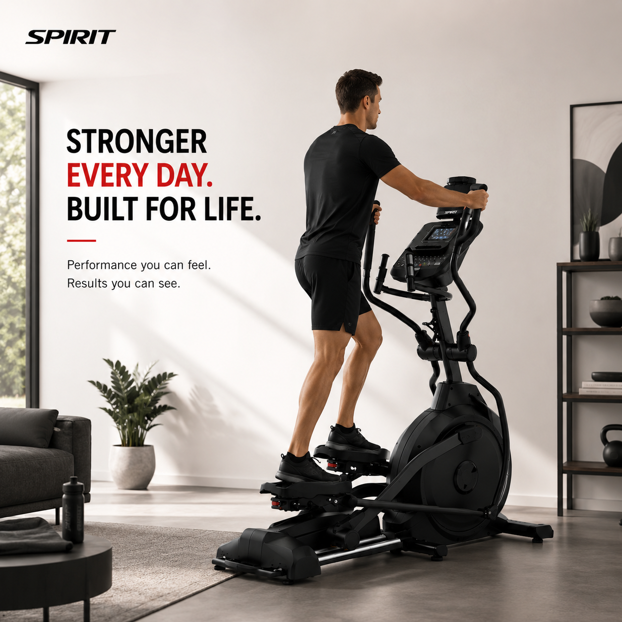 Spirit XE395 Elliptical Cross Trainer with Power Incline, Bluetooth & 20-Level ECB Resistance
