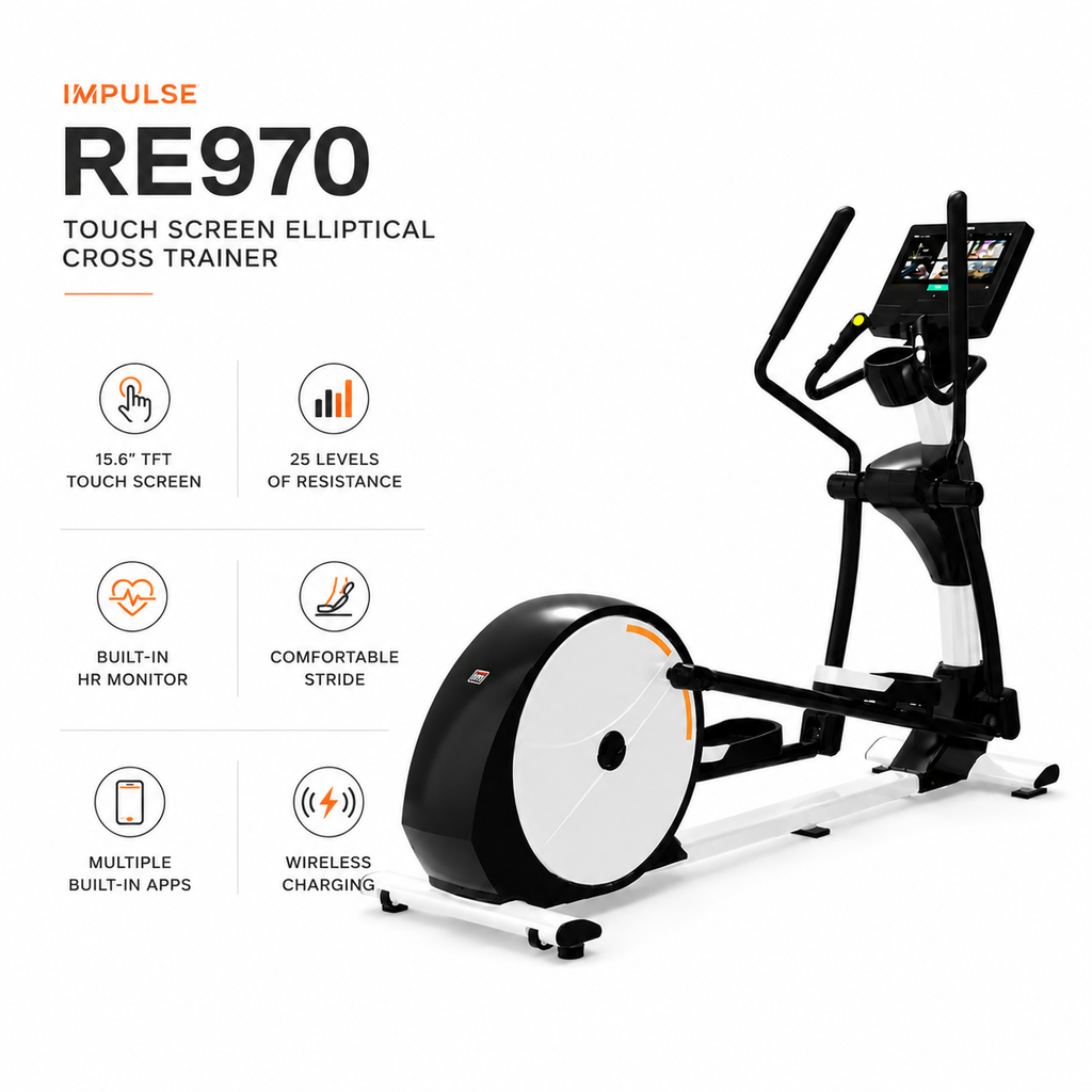 Impulse RE970 Touch Screen Elliptical Cross Trainer with 15.6” TFT Display & Hybrid Resistance System