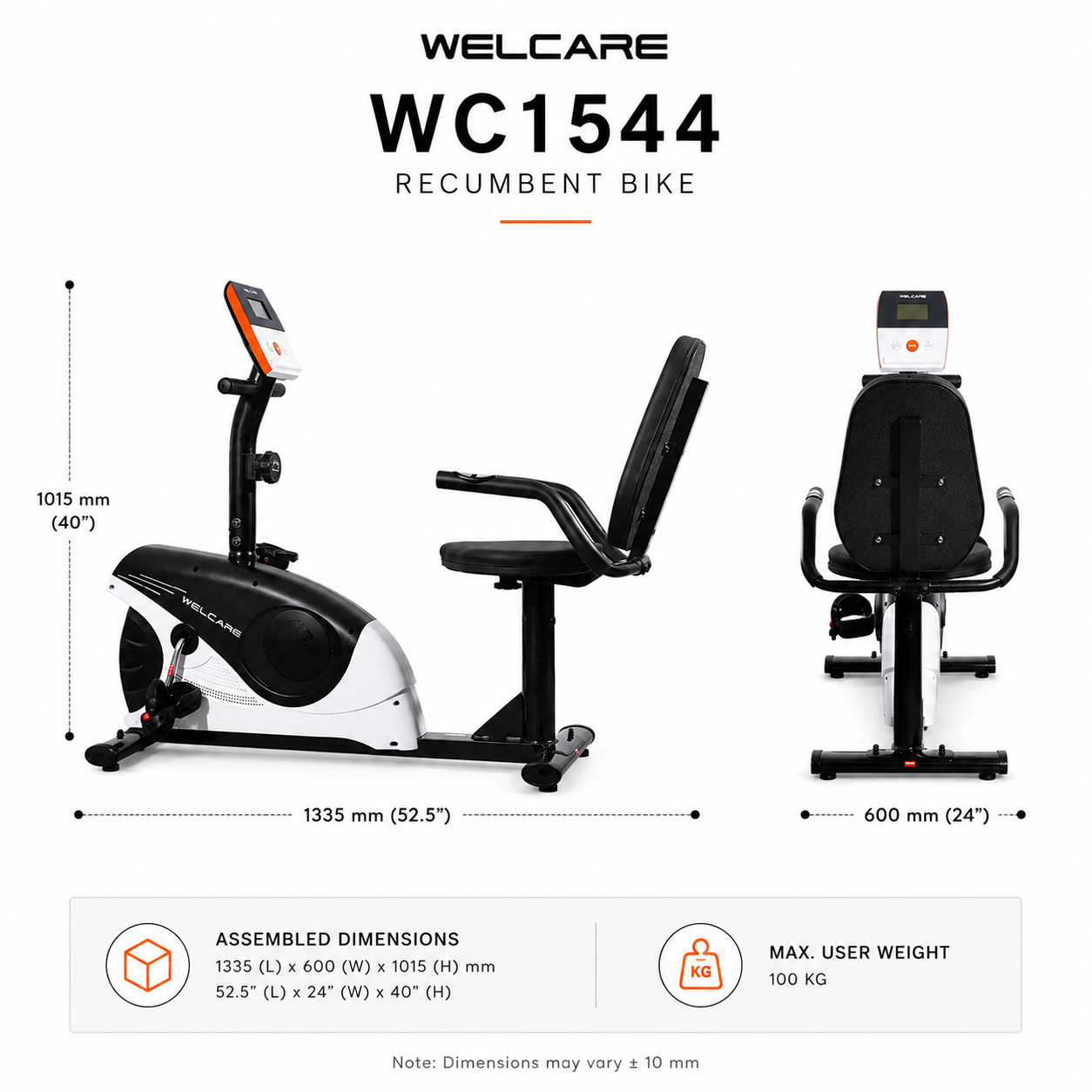 Welcare WC1544 Recumbent Bike with 8-Level Resistance & LCD Display