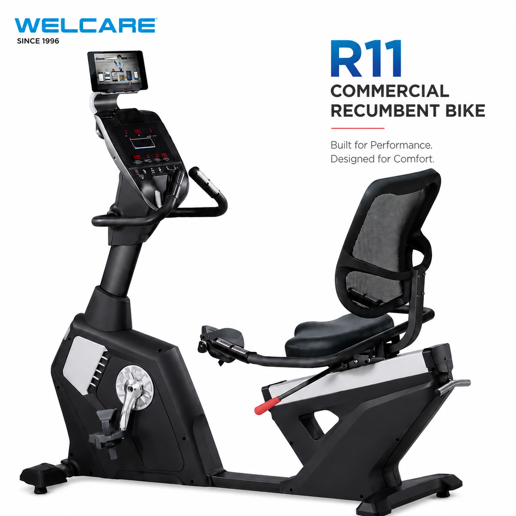 WELCARE R11 Commercial Recumbent Bike with 20-Level Resistance & LED Dot Matrix Display