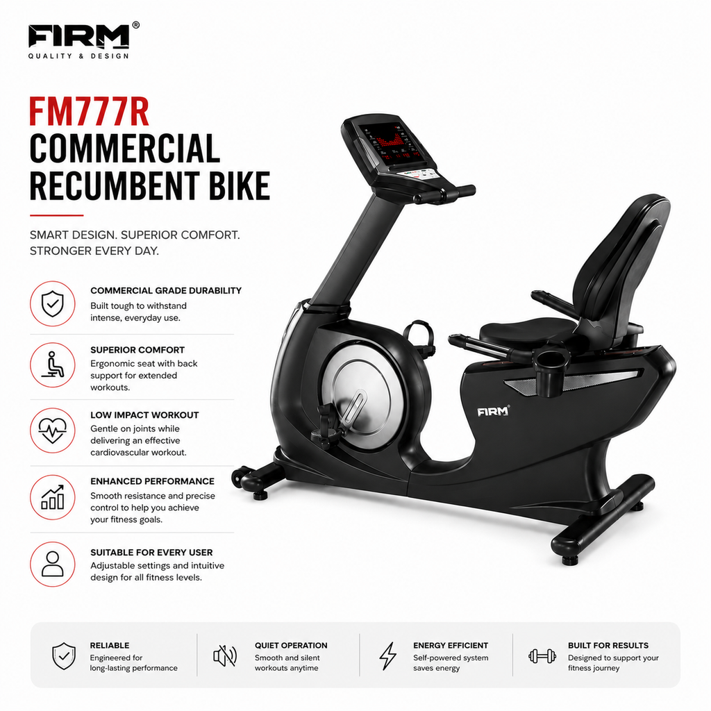 FIRM FM777R Commercial Recumbent Bike with Self-Generator System & 20 Resistance Levels