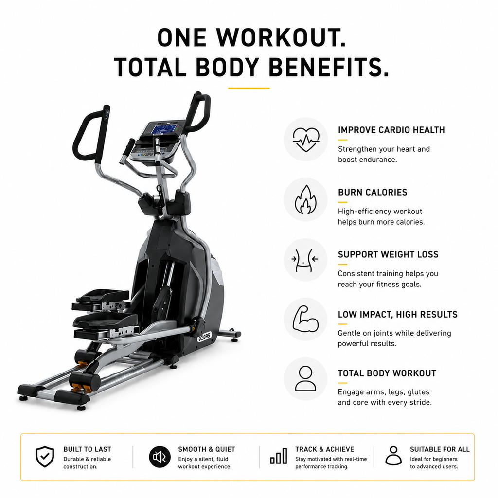 Spirit XE895 Elliptical Cross Trainer with Adjustable Stride & 20-Level Resistance