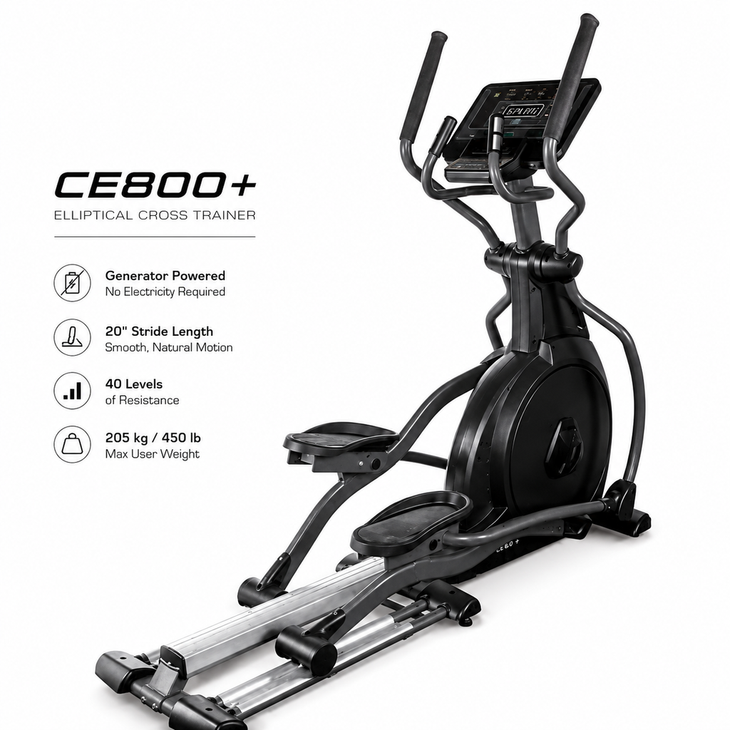 Spirit CE800+ Commercial Self-Generating Elliptical Cross Trainer with 40 Resistance Levels