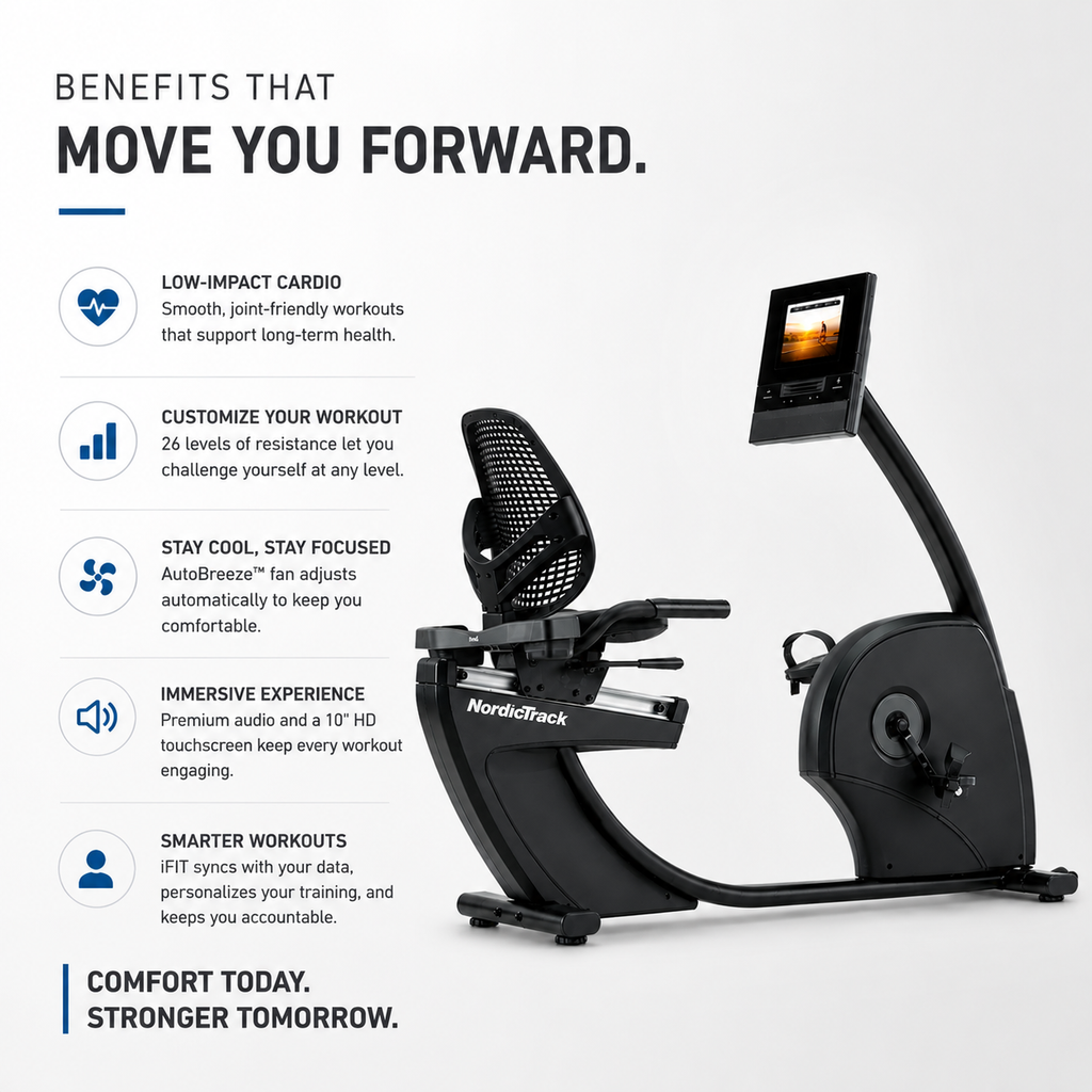 NordicTrack GX 10 Smart Recumbent Bike with HD Touchscreen & iFIT Training