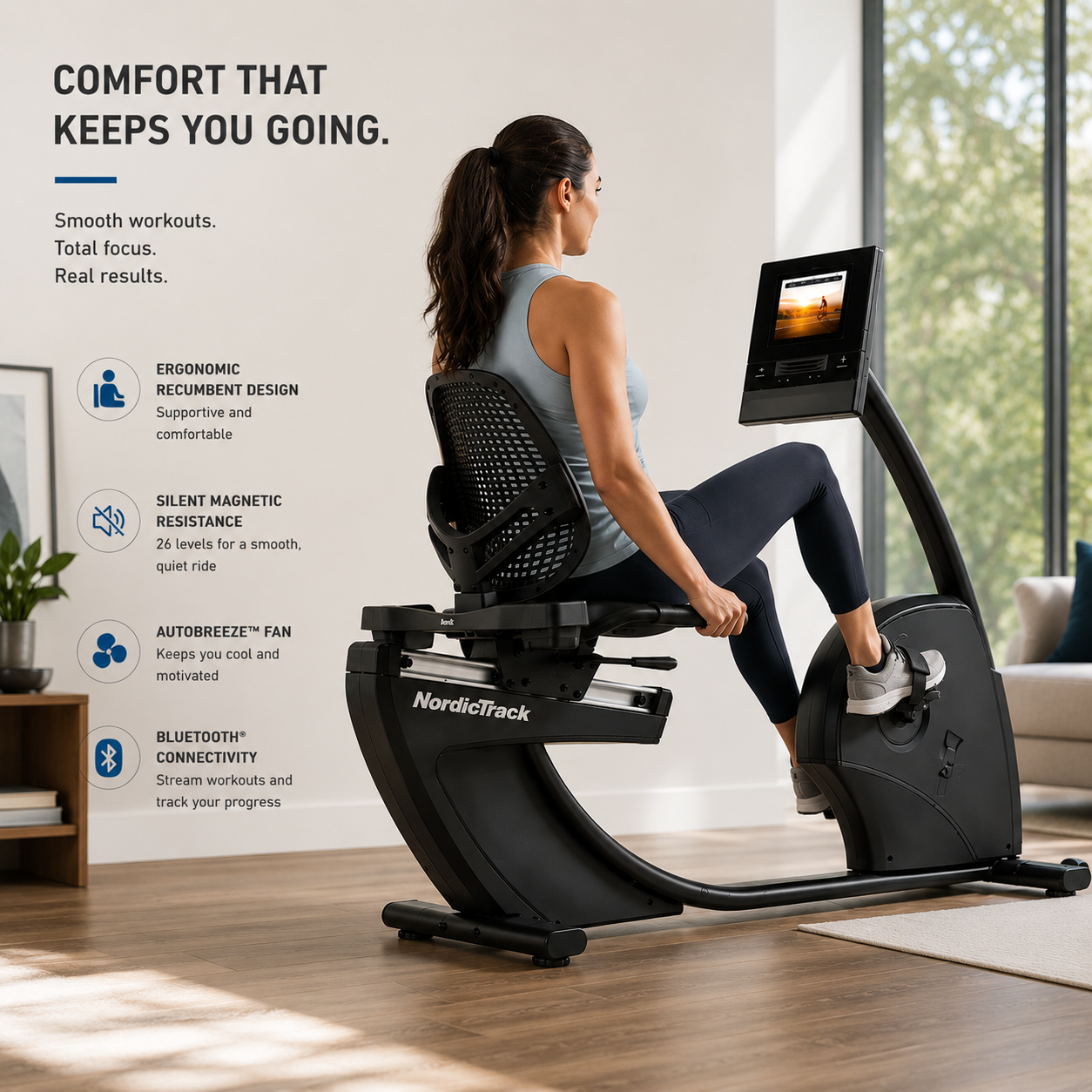 NordicTrack GX 10 Smart Recumbent Bike with HD Touchscreen & iFIT Training