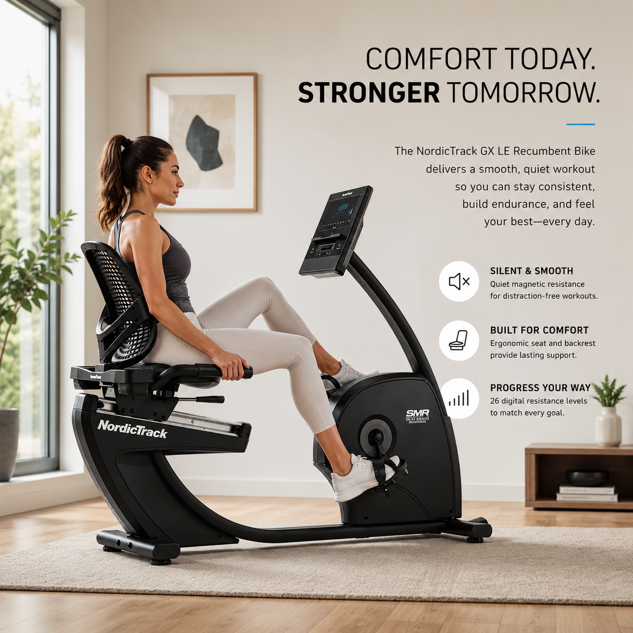 NordicTrack GX LE Smart Recumbent Bike with 26 Digital Resistance Levels & iFIT Compatibility