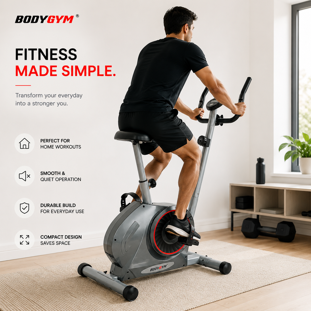 BODYGYM PHANTOM Upright Bike with 8-Level Magnetic Resistance for Home Fitness