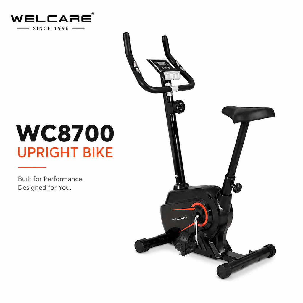 WELCARE WC8700 Upright Bike with 8-Level Magnetic Resistance & LCD Display
