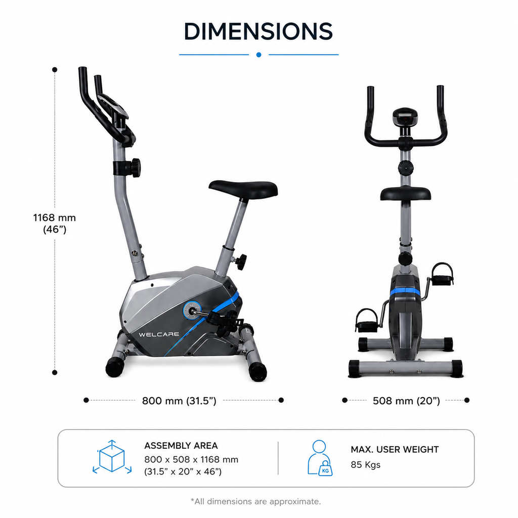 WELCARE WC8777 Upright Bike with 8-Level Magnetic Resistance & LCD Display