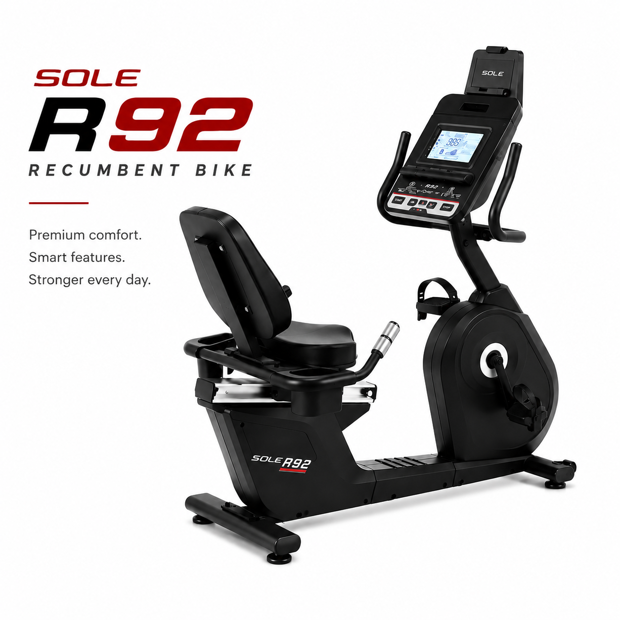 Sole R92 Premium Recumbent Bike with Bluetooth Speakers & 20 Resistance Levels