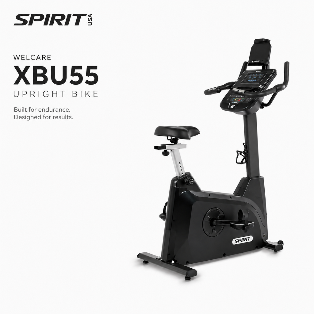 Spirit XBU55 Upright Bike with Bluetooth Connectivity & 20-Level ECB Resistance